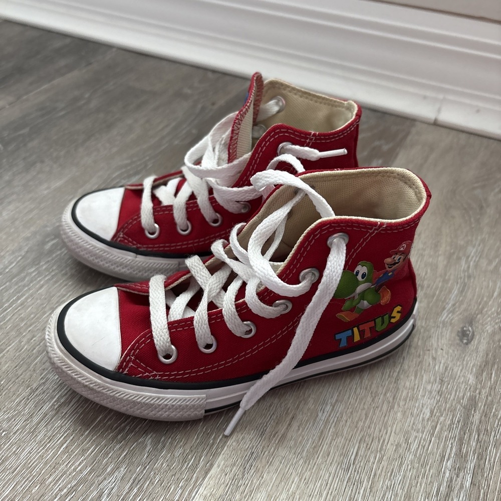 Converse Custom Super Mario Red Children's‎ High Tops Size 11 Titus